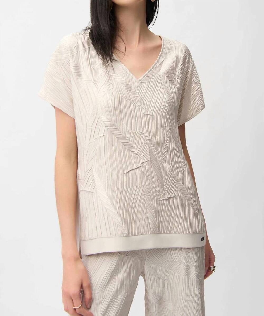 NEW JOSEPH RIBKOFF pleated satin boxy top in moonstone